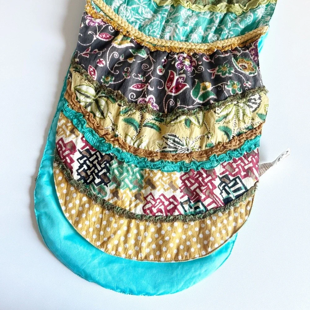 Pier 1 Imports Patchwork Quilted Art Deco Boho Bohemian Floral‎ Table Runner